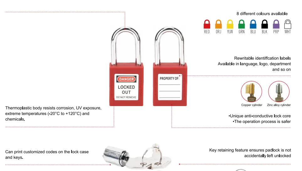 25mm Nylon Shackle safety padlock lockout OEM safety lockout| Lockout Tagout Manufacturing