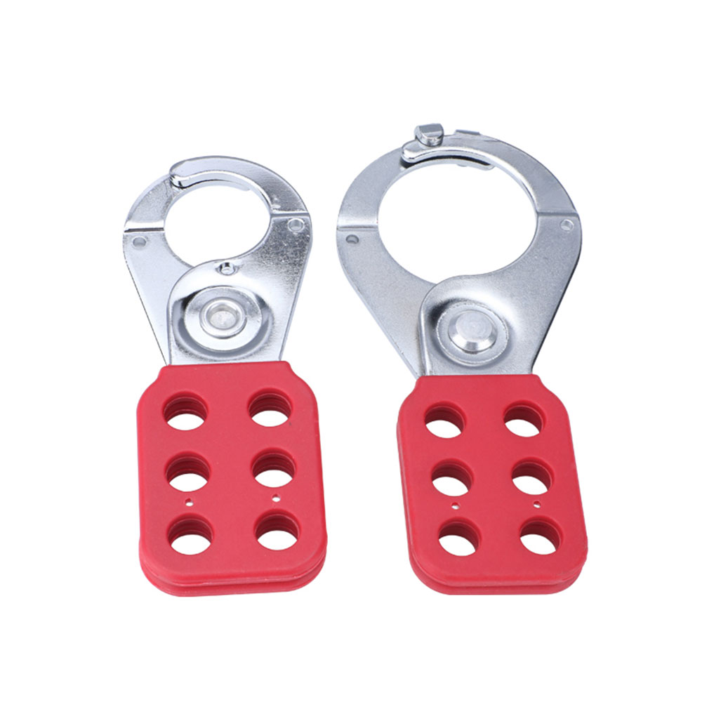 Red vinyl coated handle 38mm shackle Lockout Hasp with locking tab