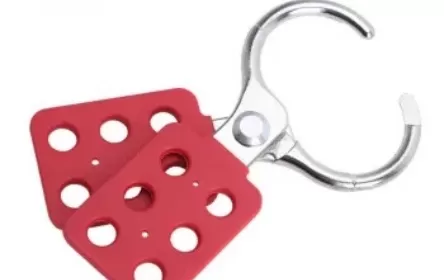 How does a steel lockout hasp work?